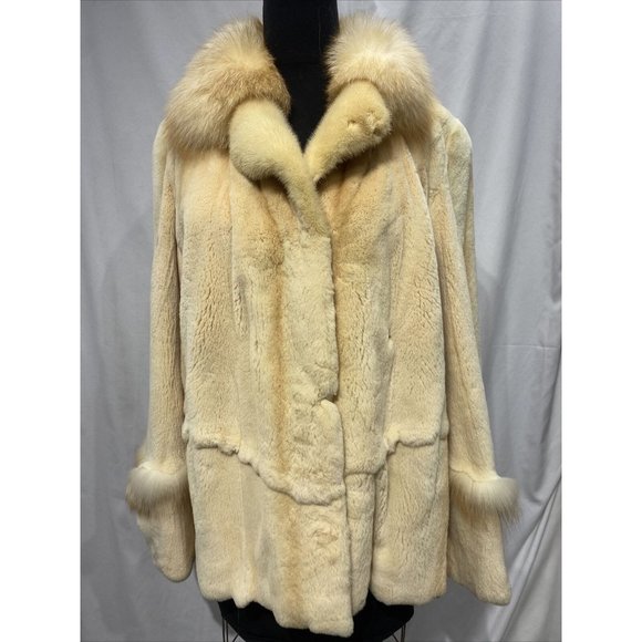 plucked mink jacket golden cross fox half collar (83008)